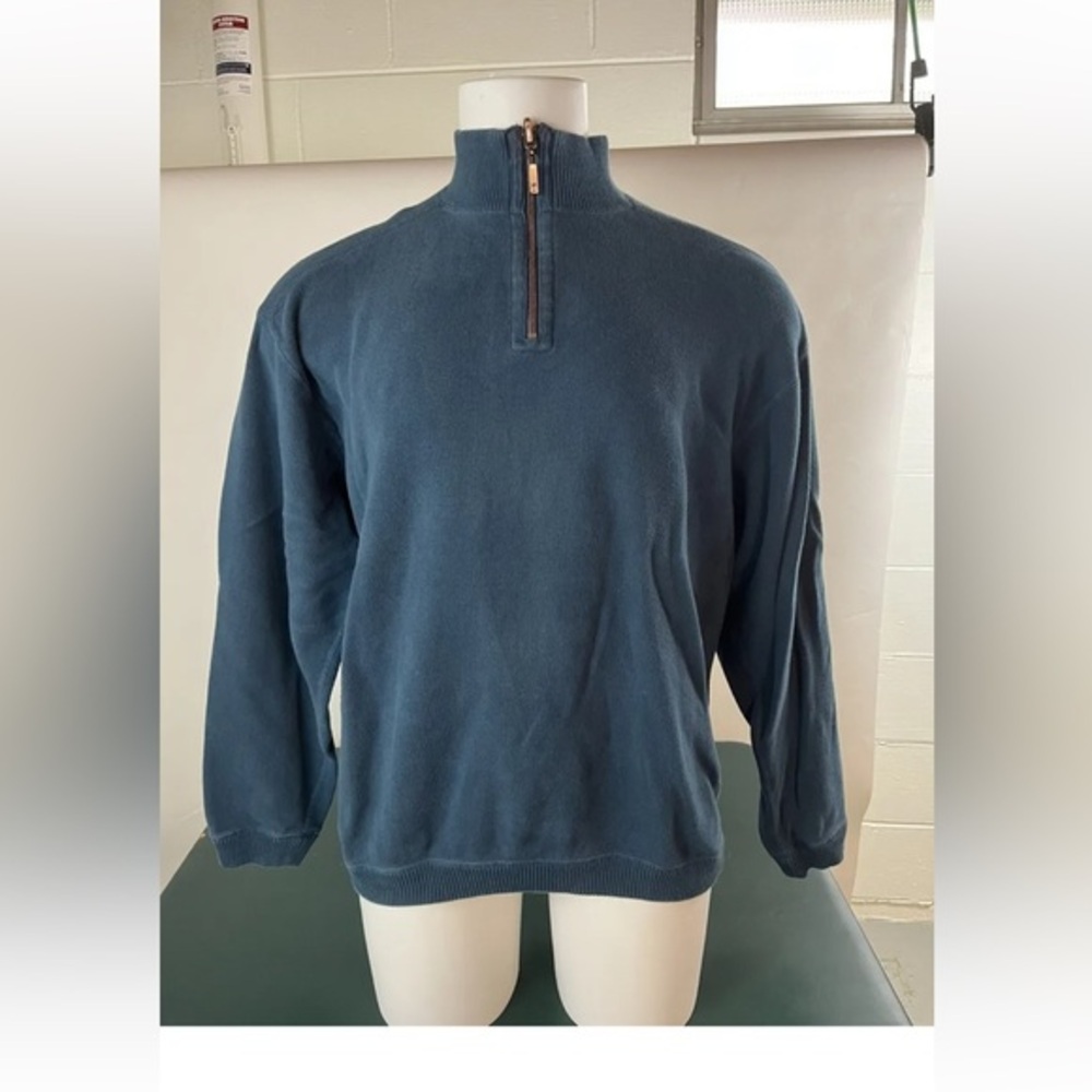 Tommy Bahama Mens Pullover Sweater 1/4 Zip Long Sleeve Large Blue (80)